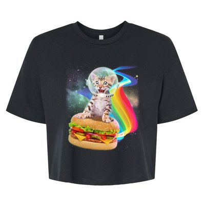 Rainbow Burger Space Cat Bella+Canvas Jersey Crop Tee