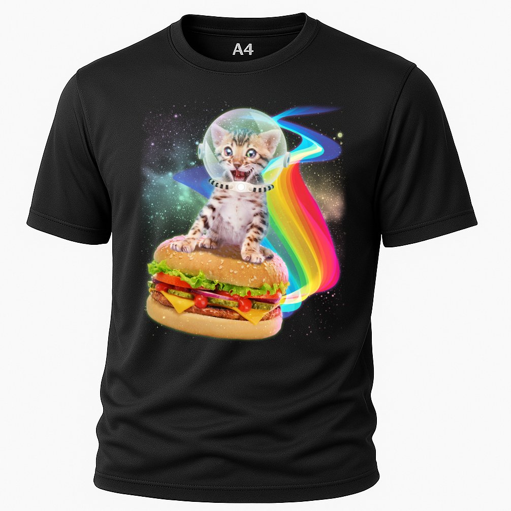 Rainbow Burger Space Cat Performance Shirt