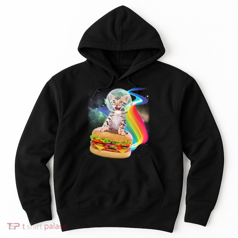 Rainbow Burger Space Cat Hoodie
