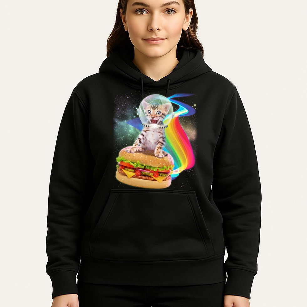 Rainbow Burger Space Cat Hoodie