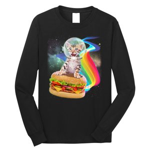 Rainbow Burger Space Cat Long Sleeve Shirt