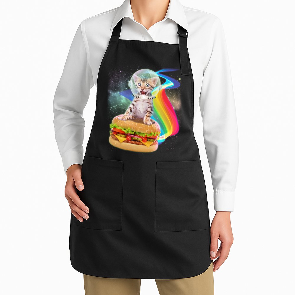 Rainbow Burger Space Cat Apron