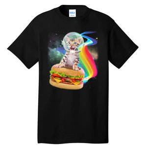 Rainbow Burger Space Cat Tall T-Shirt