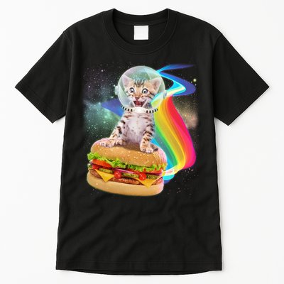 Rainbow Burger Space Cat Tall T-Shirt