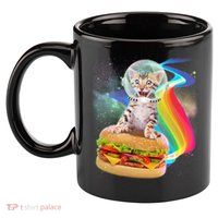 Rainbow Burger Space Cat 11oz C Handle Ceramic Mug