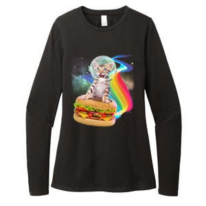 Rainbow Burger Space Cat Womens CVC Long Sleeve Shirt