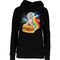 Rainbow Burger Space Cat Womens Funnel Neck Pullover Hood