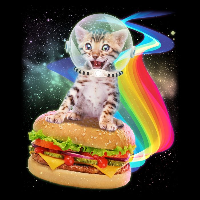 Rainbow Burger Space Cat Polo