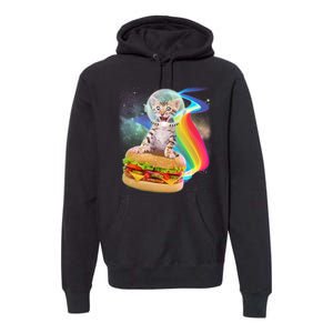 Rainbow Burger Space Cat Premium Hoodie