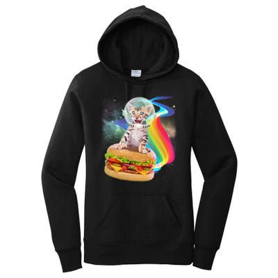 Rainbow Burger Space Cat Women's Pullover Hoodie