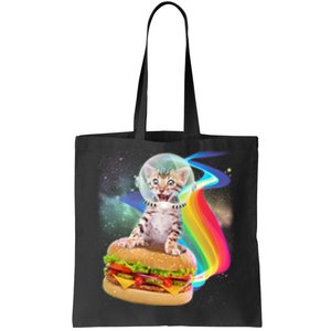 Rainbow Burger Space Cat Tote Bag