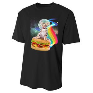 Rainbow Burger Space Cat Performance Sprint T-Shirt