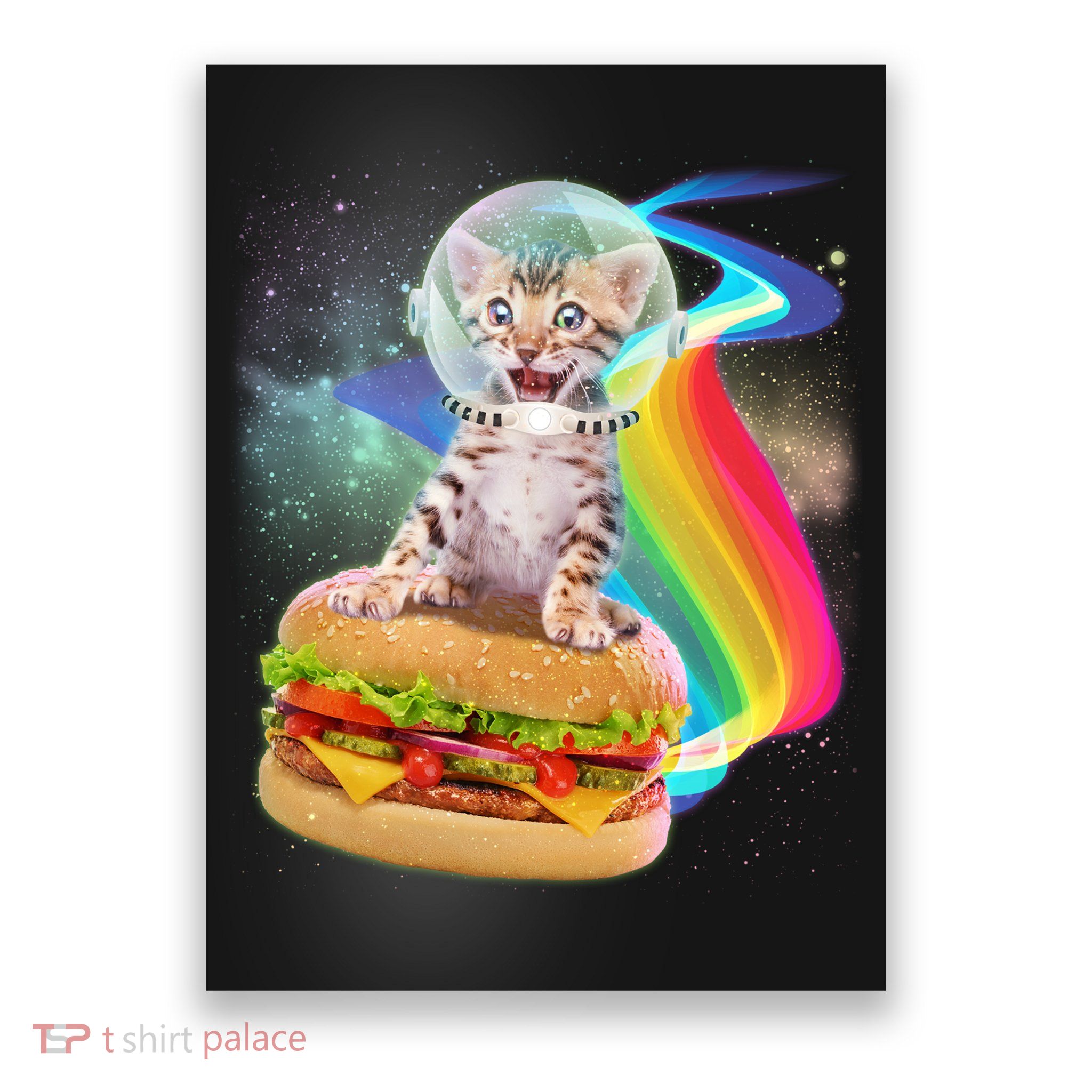 Rainbow Burger Space Cat Poster