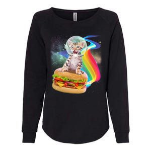 Rainbow Burger Space Cat Womens California Wash Sweatshirt