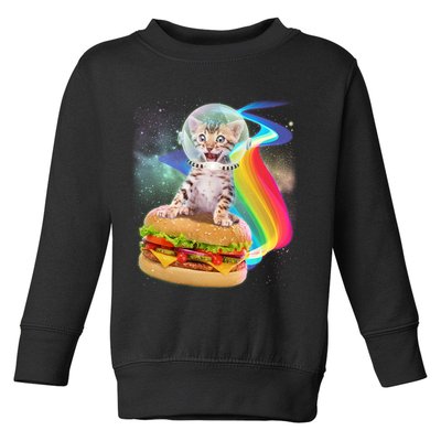 Rainbow Burger Space Cat Toddler Sweatshirt