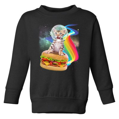 Rainbow Burger Space Cat Toddler Sweatshirt