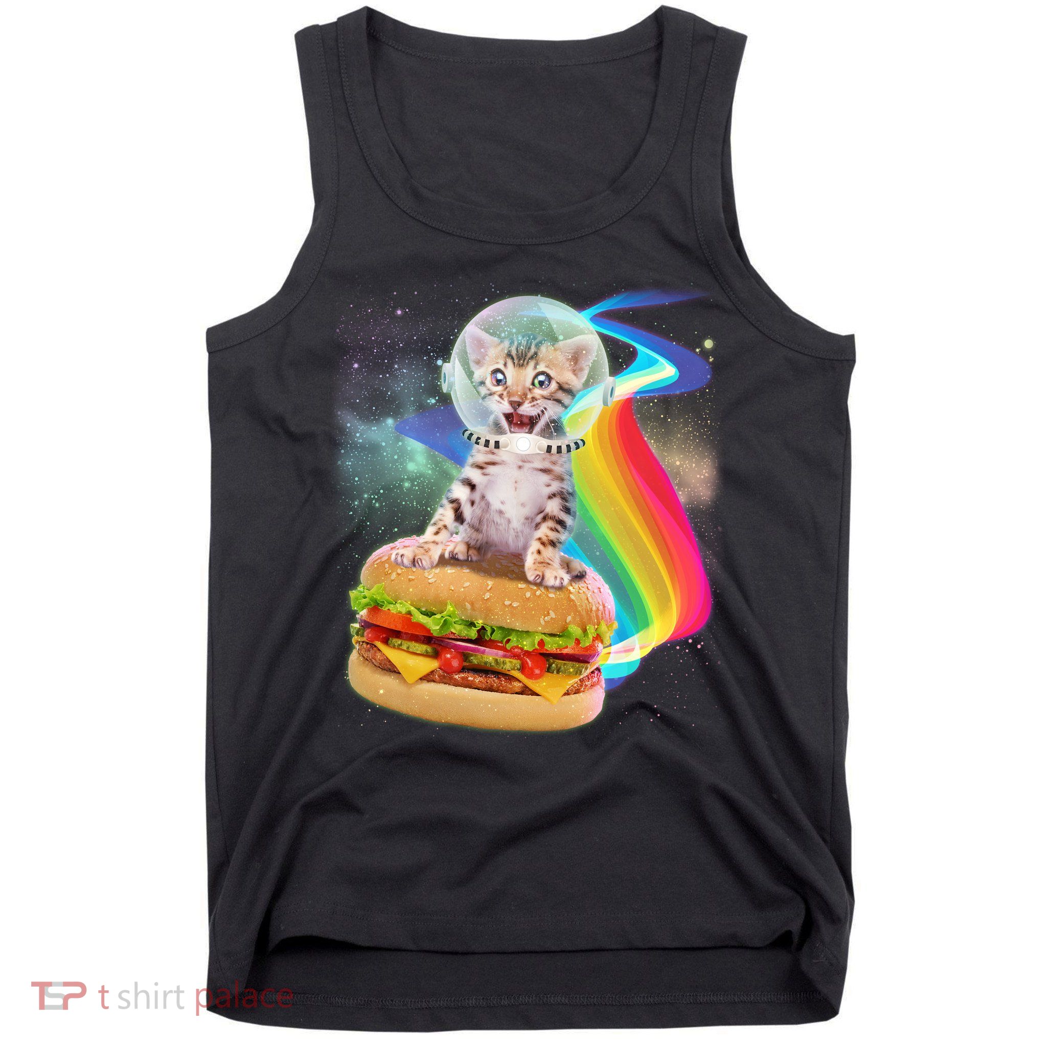 Rainbow Burger Space Cat Tank Top