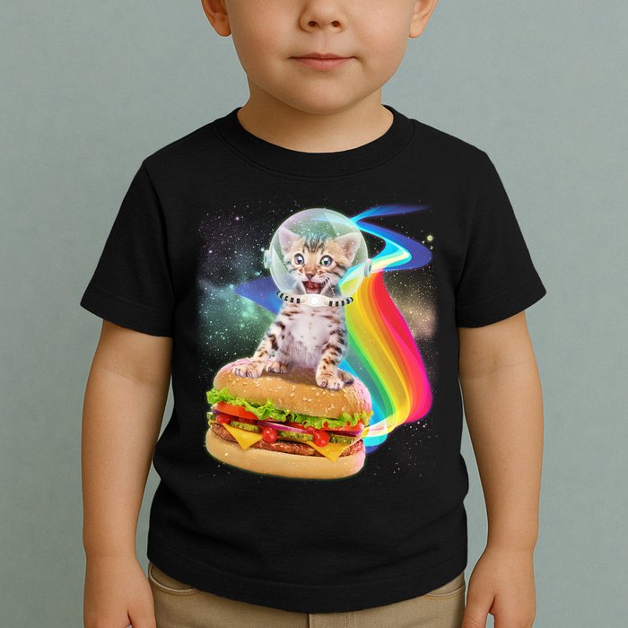 Rainbow Burger Space Cat Toddler T-Shirt
