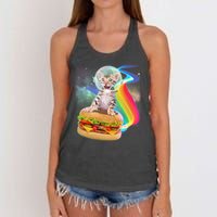 Rainbow Burger Space Cat Women's Knotted Racerback Tank