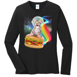 Rainbow Burger Space Cat Ladies Long Sleeve Shirt