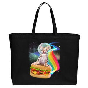 Rainbow Burger Space Cat Cotton Canvas Jumbo Tote