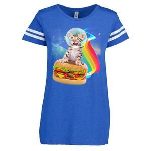 Rainbow Burger Space Cat Enza Ladies Jersey Football T-Shirt