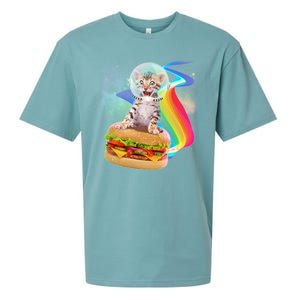 Rainbow Burger Space Cat Sueded Cloud Jersey T-Shirt