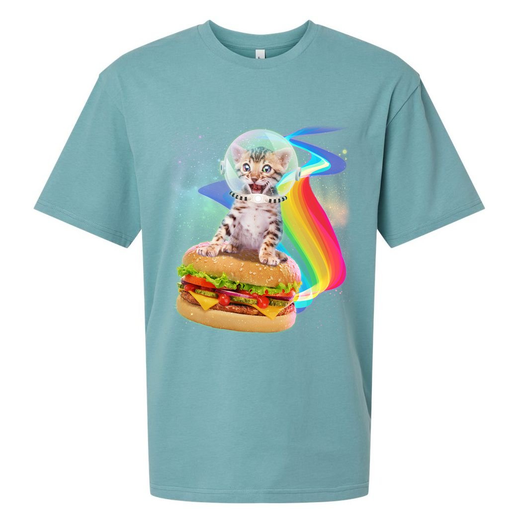 Rainbow Burger Space Cat Sueded Cloud Jersey T-Shirt