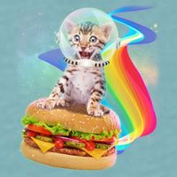 Rainbow Burger Space Cat Sueded Cloud Jersey T-Shirt