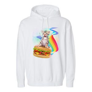 Rainbow Burger Space Cat Garment-Dyed Fleece Hoodie