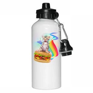 Rainbow Burger Space Cat Aluminum Water Bottle 