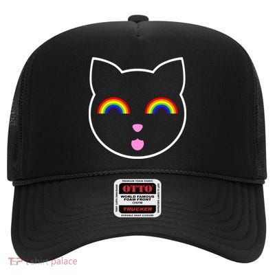 Rainbow Cat LGBT Ally High Crown Mesh Back Trucker Hat
