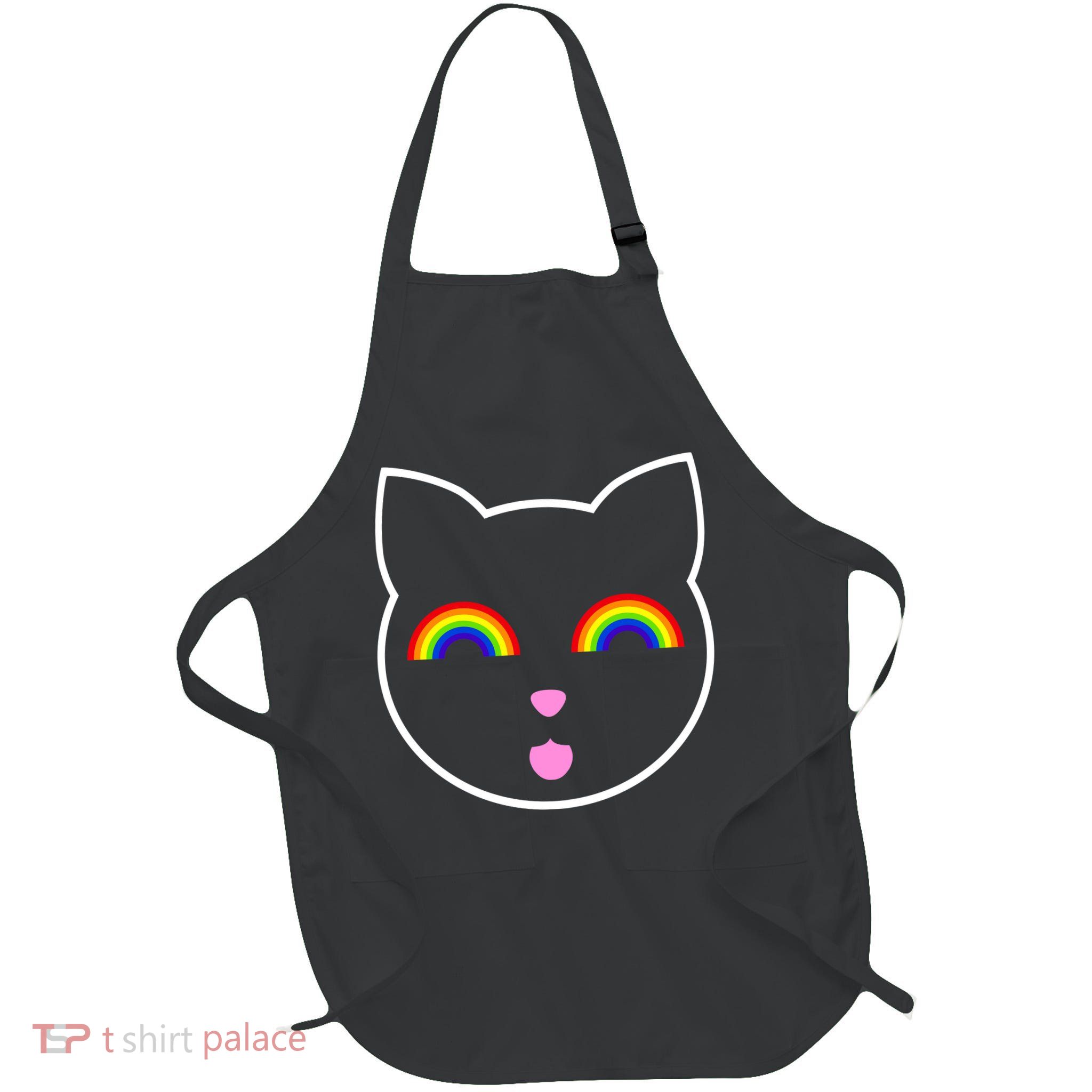 Rainbow Cat LGBT Ally Full-Length Apron With Pockets