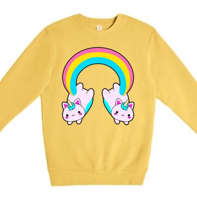 Rainbow Cat Twin Caticorns Premium Crewneck Sweatshirt