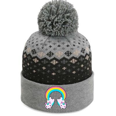 Rainbow Cat Twin Caticorns The Baniff Cuffed Pom Beanie