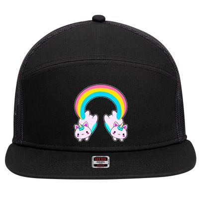 Rainbow Cat Twin Caticorns 7 Panel Mesh Trucker Snapback Hat