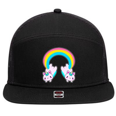 Rainbow Cat Twin Caticorns 7 Panel Mesh Trucker Snapback Hat