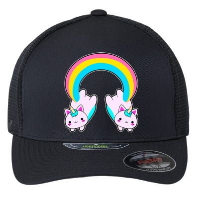 Rainbow Cat Twin Caticorns Flexfit Unipanel Trucker Cap