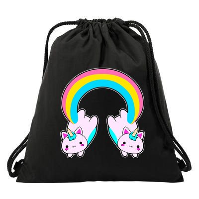 Rainbow Cat Twin Caticorns Drawstring Bag