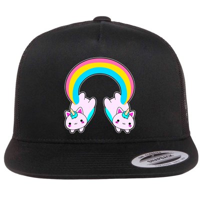 Rainbow Cat Twin Caticorns Flatbill Hat