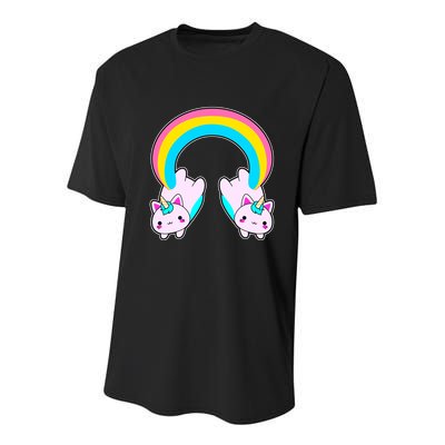 Rainbow Cat Twin Caticorns Youth Performance Sprint T-Shirt