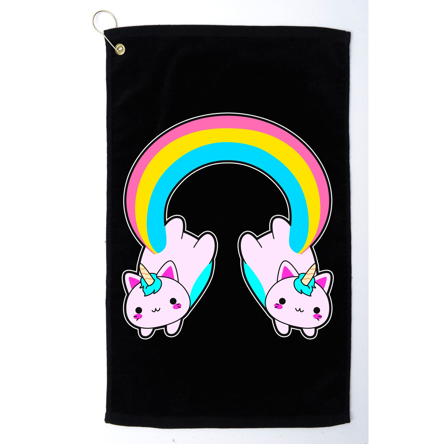 Rainbow Cat Twin Caticorns Golf Towel