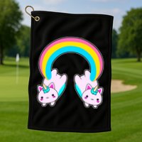 Rainbow Cat Twin Caticorns Golf Towel