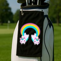 Rainbow Cat Twin Caticorns Golf Towel