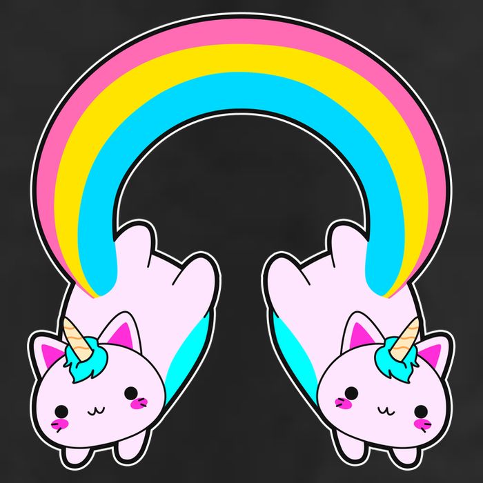 Rainbow Cat Twin Caticorns Golf Towel
