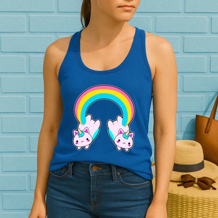 Rainbow Cat Twin Caticorns Womens Tank Top