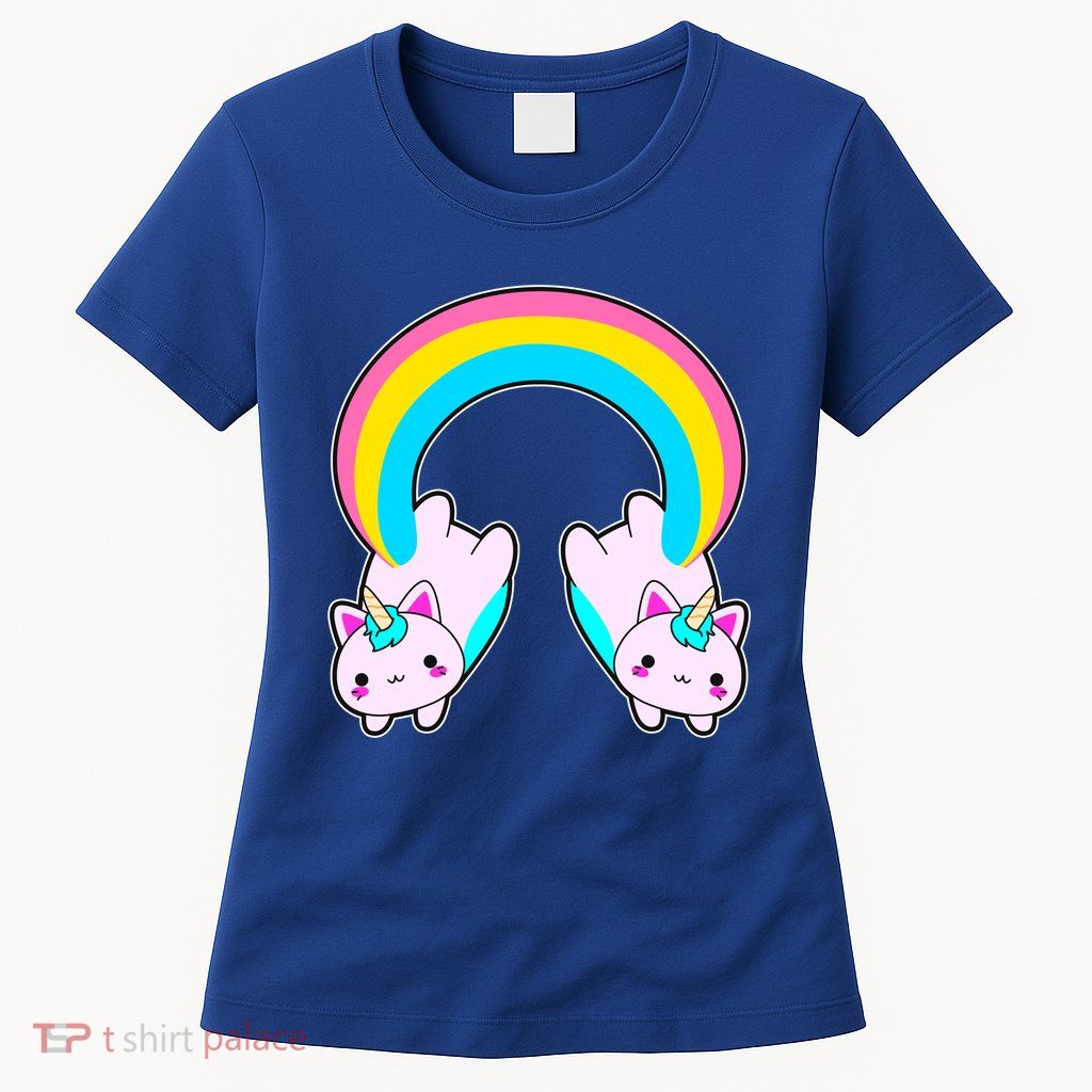 Rainbow Cat Twin Caticorns Womens T-Shirt