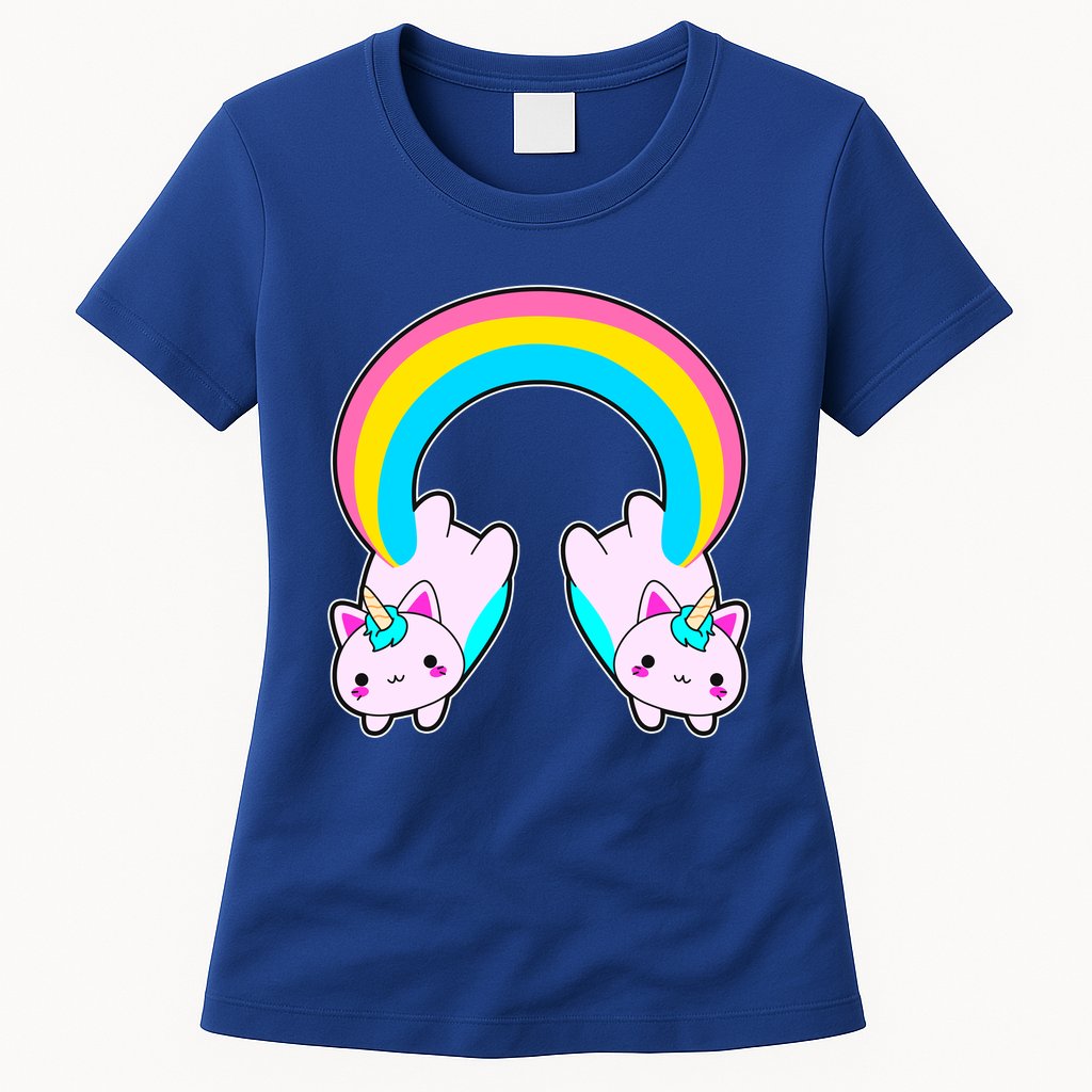Rainbow Cat Twin Caticorns Womens T-Shirt