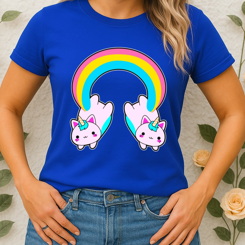 Rainbow Cat Twin Caticorns Womens T-Shirt