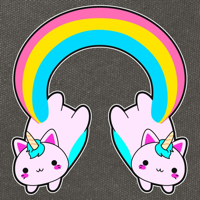 Rainbow Cat Twin Caticorns Cotton Canvas Backpack